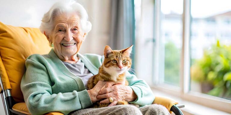 Older adult and family member reviewing a medication organizer at a kitchen table.